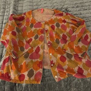 Hanna Andersson Women's cardigan Perfect Cardigan! Leaves! Size XL